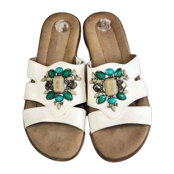 Natural Soul Jypsy Wedge Sandals 7M Turquoise Gem Embellished Boho Comfort - Picture 1 of 9